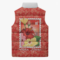 Aloha Hawaii Pua Aloalo Sleeveless Puffer Jacket Hawaiian Hibiscus Flowers Stylized Stamp LT14 - Polynesian Pride