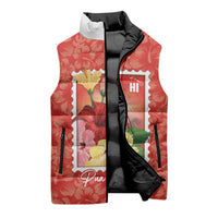 Aloha Hawaii Pua Aloalo Sleeveless Puffer Jacket Hawaiian Hibiscus Flowers Stylized Stamp LT14 - Polynesian Pride