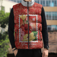 Aloha Hawaii Pua Aloalo Sleeveless Puffer Jacket Hawaiian Hibiscus Flowers Stylized Stamp LT14 - Polynesian Pride