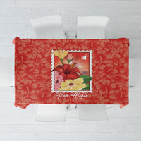 Aloha Hawaii Pua Aloalo Tablecloth Hawaiian Hibiscus Flowers Stylized Stamp LT14 Red - Polynesian Pride
