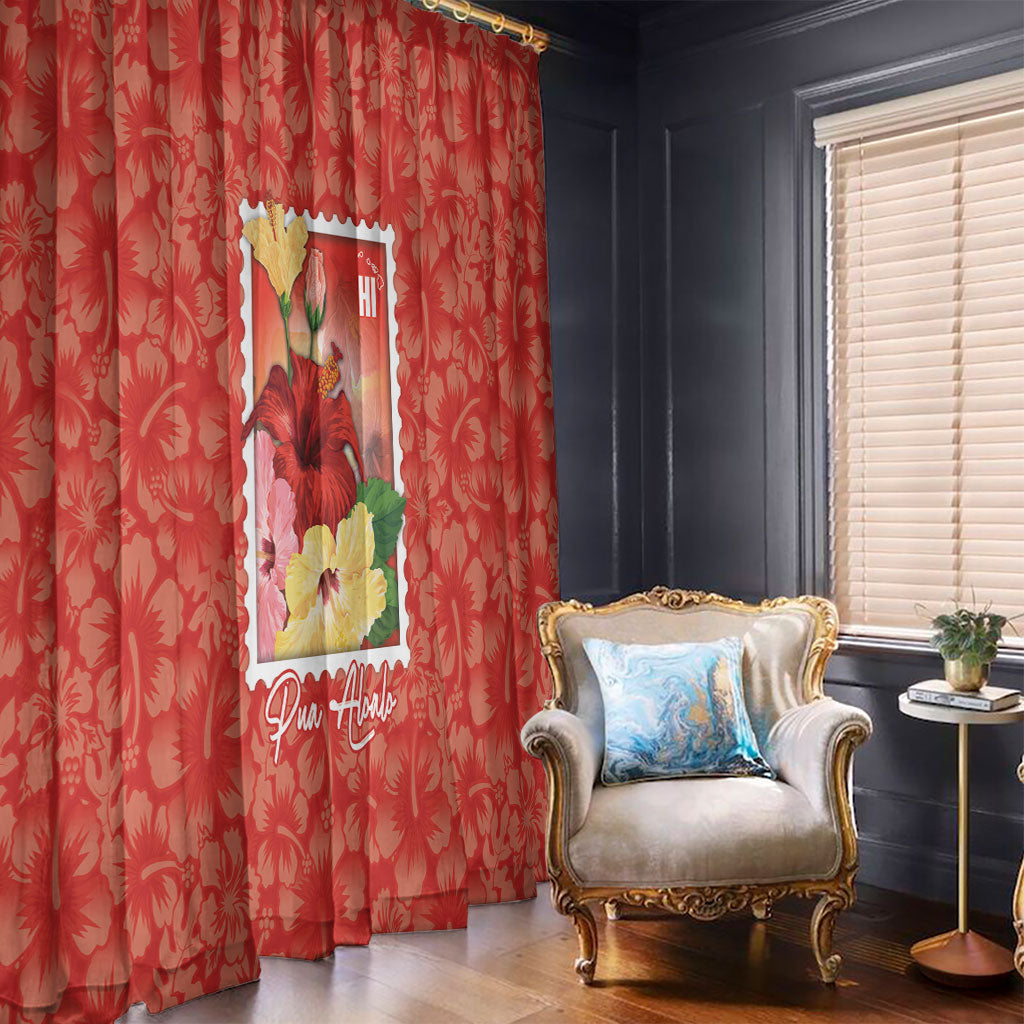 Aloha Hawaii Pua Aloalo Window Curtain Hawaiian Hibiscus Flowers Stylized Stamp LT14 - Polynesian Pride