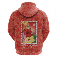 Aloha Hawaii Pua Aloalo Zip Hoodie Hawaiian Hibiscus Flowers Stylized Stamp LT14 - Polynesian Pride