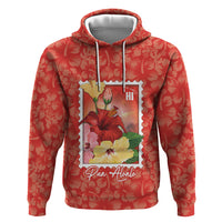Aloha Hawaii Pua Aloalo Zip Hoodie Hawaiian Hibiscus Flowers Stylized Stamp LT14 Pullover Hoodie Red - Polynesian Pride