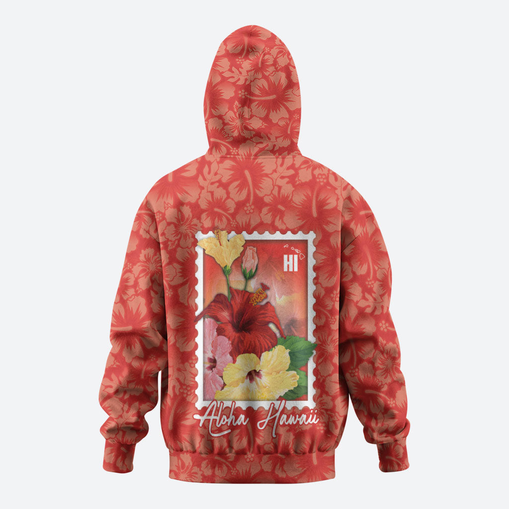 Aloha Hawaii Pua Aloalo Zip Hoodie Hawaiian Hibiscus Flowers Stylized Stamp LT14 - Polynesian Pride