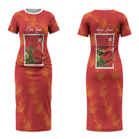 Aloha Hawaii Ohia Lehua Couples Matching Short Sleeve Bodycon Dress and Long Sleeve Button Shirt Hawaiian Lei Stylized Stamp LT14 - Polynesian Pride