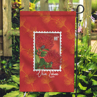 Aloha Hawaii Ohia Lehua Garden Flag Hawaiian Lei Stylized Stamp LT14 Garden Flag Red - Polynesian Pride