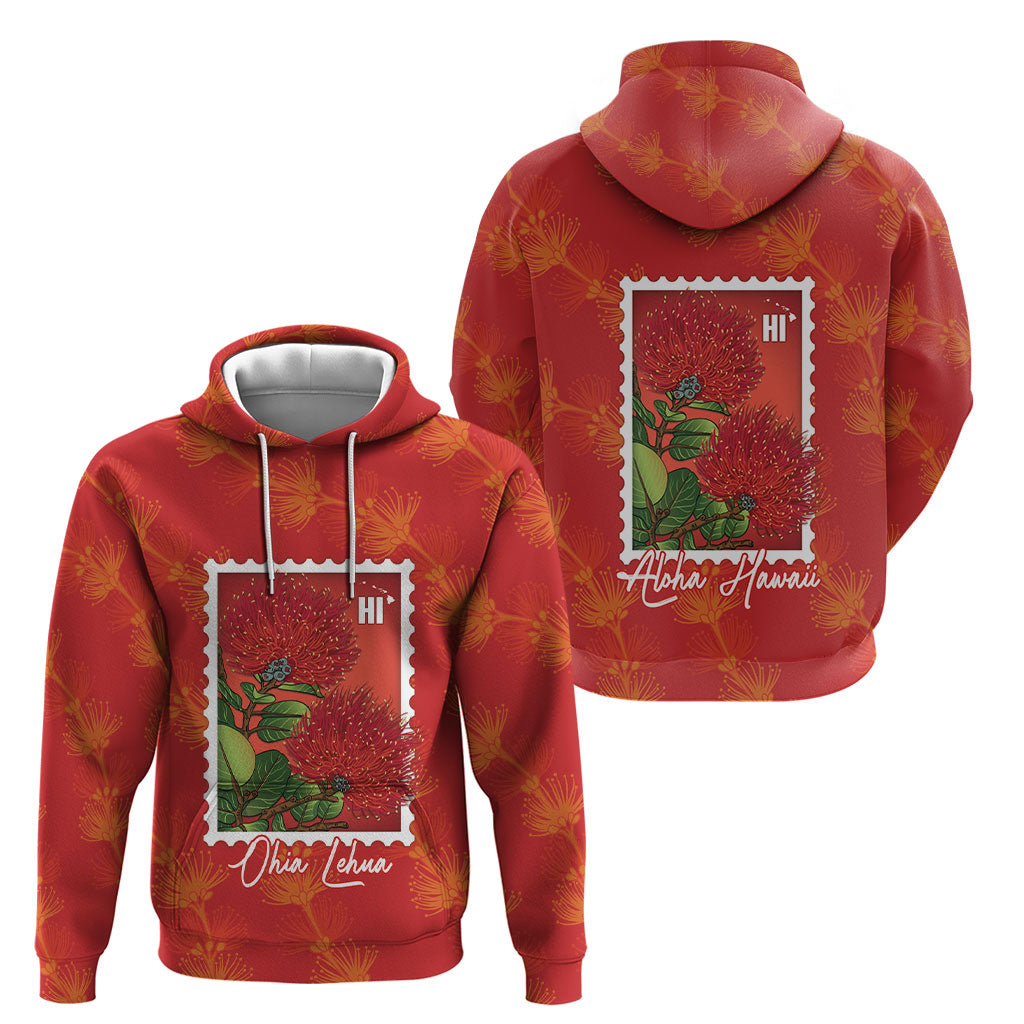 Aloha Hawaii Ohia Lehua Hoodie Hawaiian Lei Stylized Stamp LT14 - Polynesian Pride