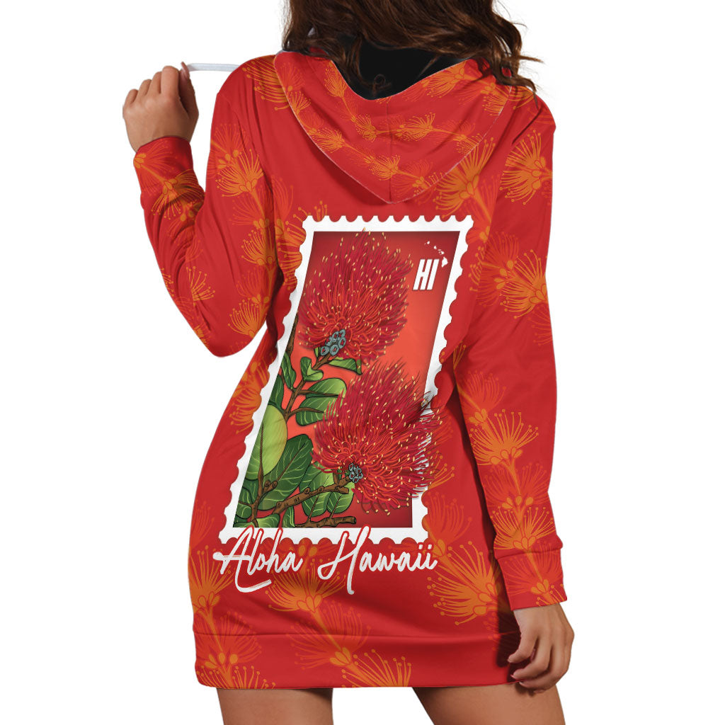 Aloha Hawaii Ohia Lehua Hoodie Dress Hawaiian Lei Stylized Stamp LT14 - Polynesian Pride