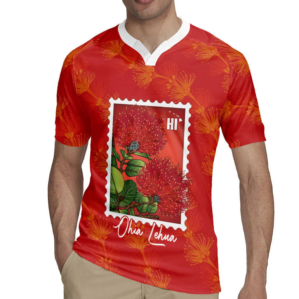 Aloha Hawaii Ohia Lehua Rugby Jersey Hawaiian Lei Stylized Stamp LT14 - Polynesian Pride