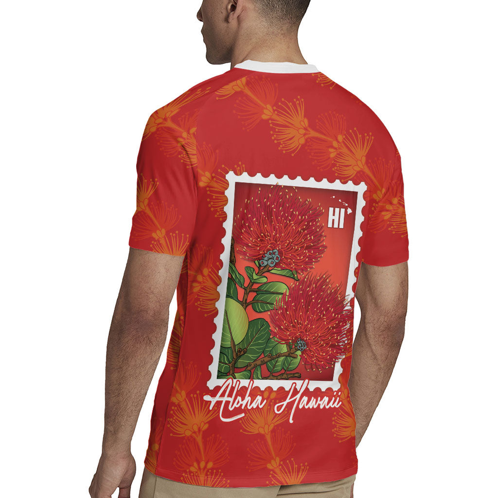 Aloha Hawaii Ohia Lehua Rugby Jersey Hawaiian Lei Stylized Stamp LT14 - Polynesian Pride
