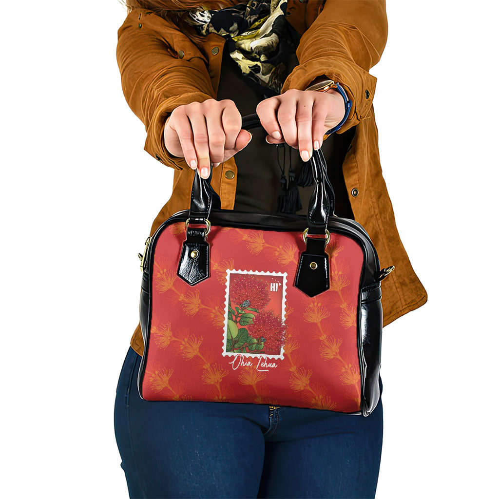 Aloha Hawaii Ohia Lehua Shoulder Handbag Hawaiian Lei Stylized Stamp LT14 One Size Red - Polynesian Pride