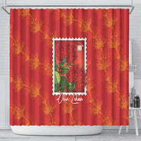 Aloha Hawaii Ohia Lehua Shower Curtain Hawaiian Lei Stylized Stamp LT14 - Polynesian Pride