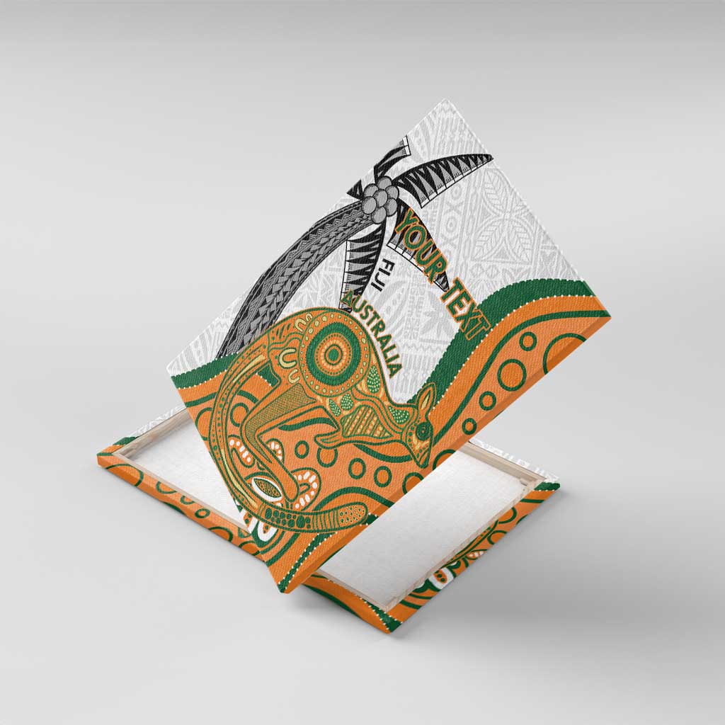 Custom Fiji And Australia Rugby Canvas Wall Art Fijian Palm Tree Mix Aussie Kangaroo