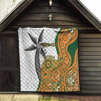 Custom Fiji And Australia Rugby Quilt Fijian Palm Tree Mix Aussie Kangaroo