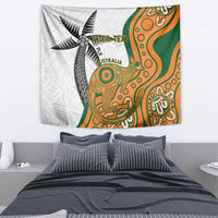 Custom Fiji And Australia Rugby Tapestry Fijian Palm Tree Mix Aussie Kangaroo