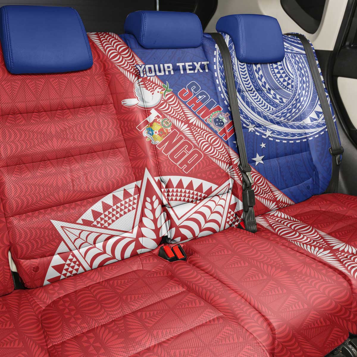 Tonga and Samoa Rugby Custom Back Car Seat Cover Ikale Tahi Manu Samoa Together - Polynesian Pride