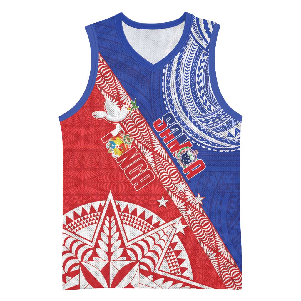 Tonga and Samoa Rugby Custom Basketball Jersey Ikale Tahi Manu Samoa Together - Polynesian Pride