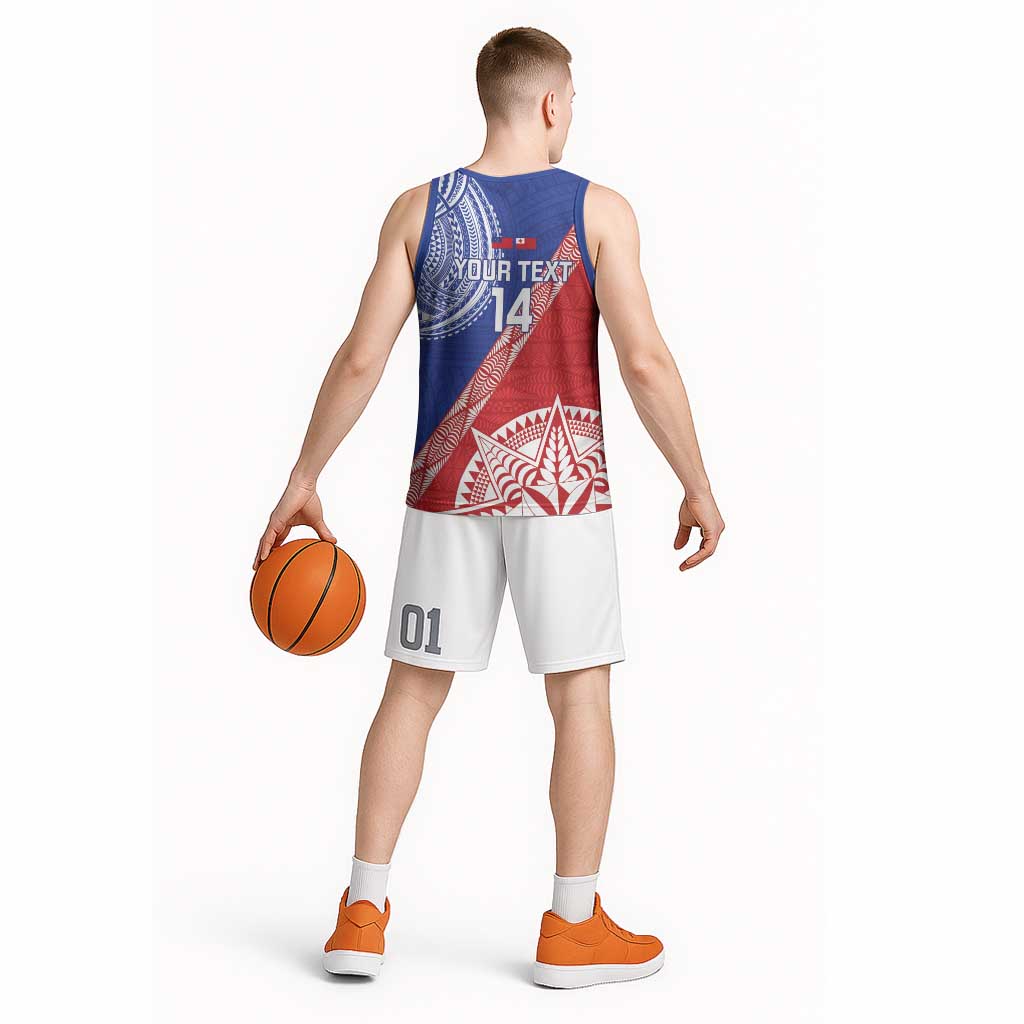 Tonga and Samoa Rugby Custom Basketball Jersey Ikale Tahi Manu Samoa Together LT14 - Polynesian Pride