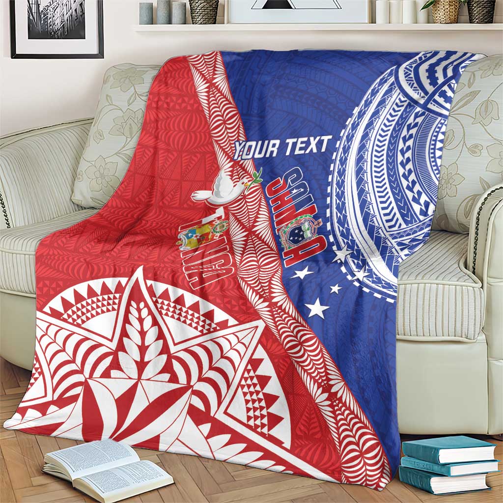 Tonga and Samoa Rugby Custom Blanket Ikale Tahi Manu Samoa Together - Polynesian Pride