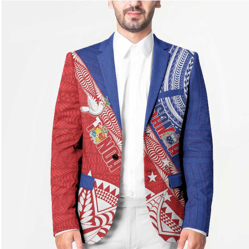 Tonga and Samoa Rugby Custom Blazer Ikale Tahi Manu Samoa Together LT14 - Polynesian Pride