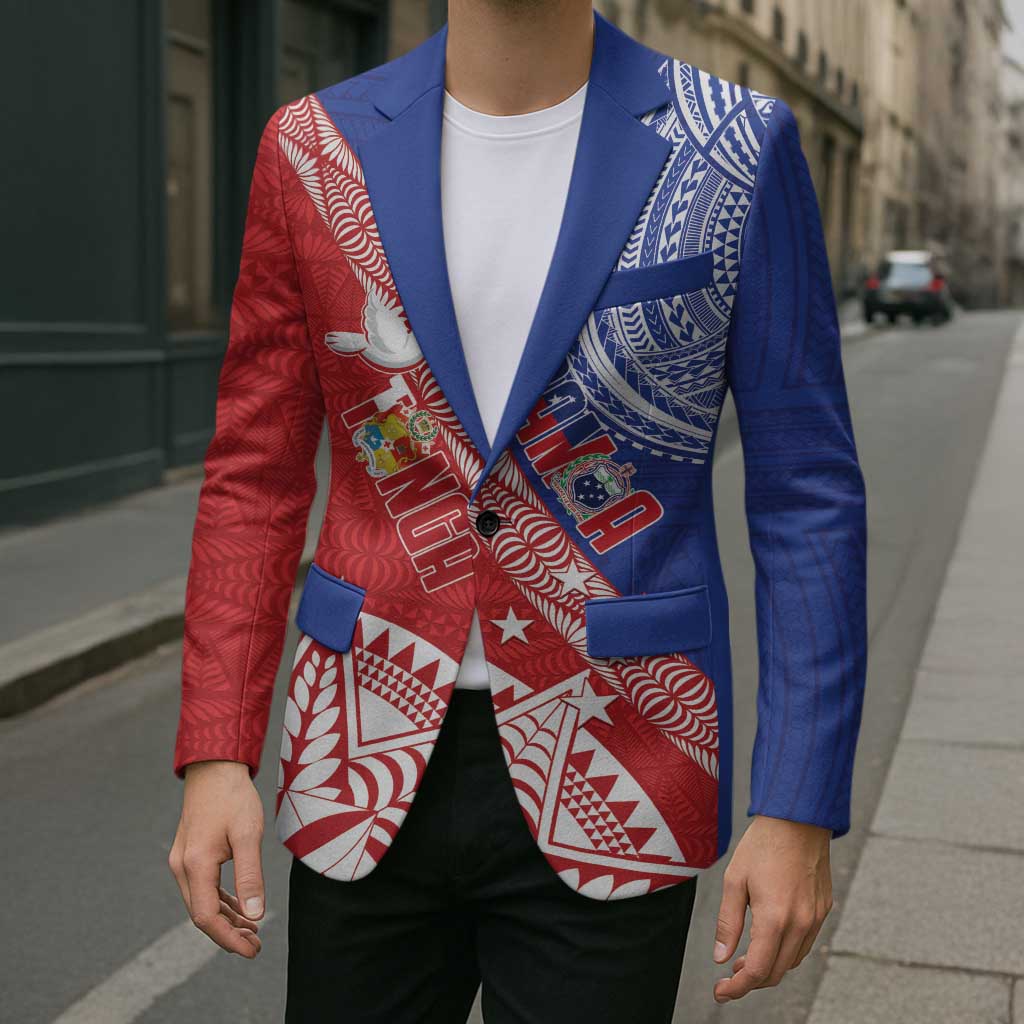 Tonga and Samoa Rugby Custom Blazer Ikale Tahi Manu Samoa Together LT14 - Polynesian Pride