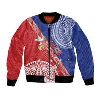 Tonga and Samoa Rugby Custom Bomber Jacket Ikale Tahi Manu Samoa Together LT14 Unisex Red - Polynesian Pride