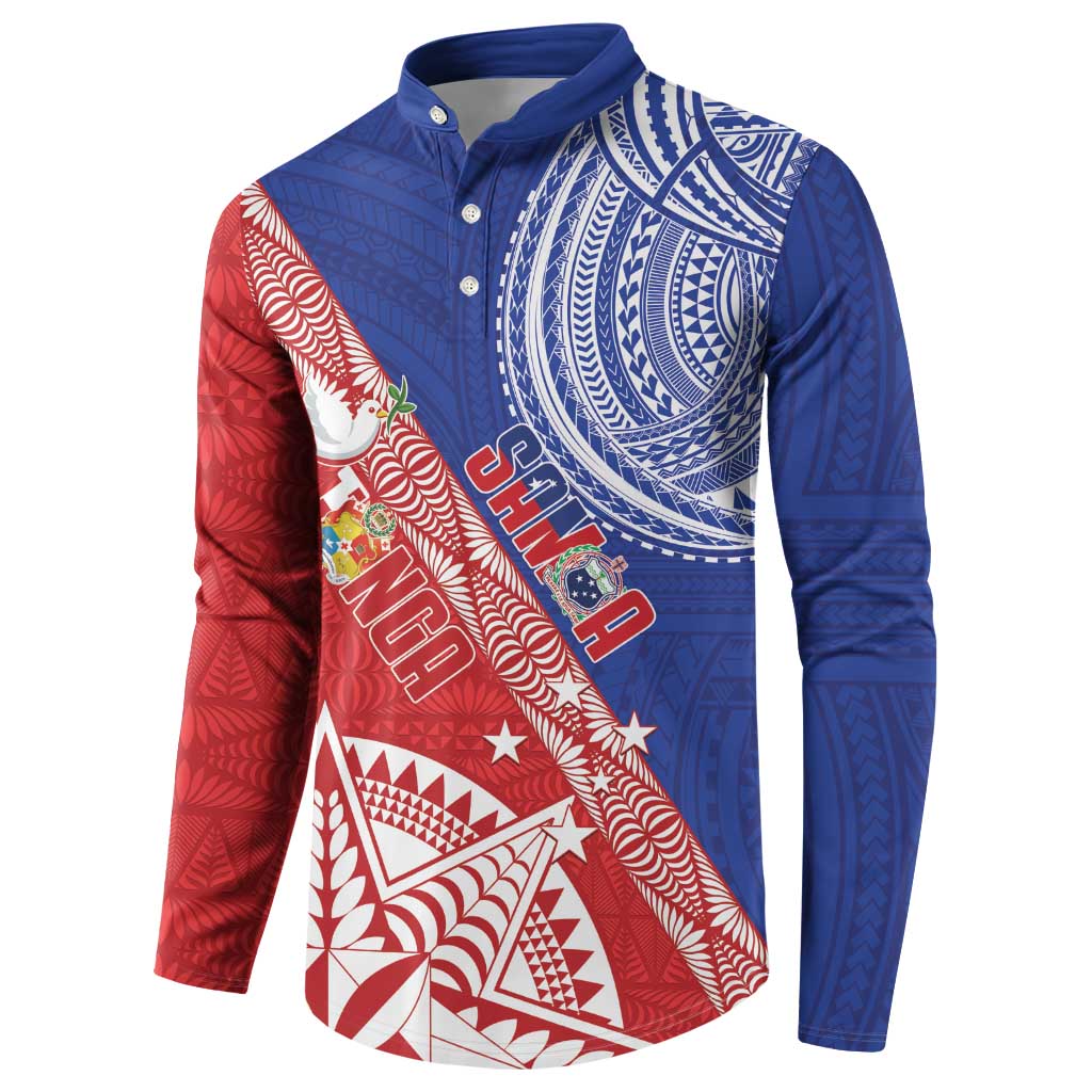 Tonga and Samoa Rugby Custom Button Sweatshirt Ikale Tahi Manu Samoa Together - Polynesian Pride