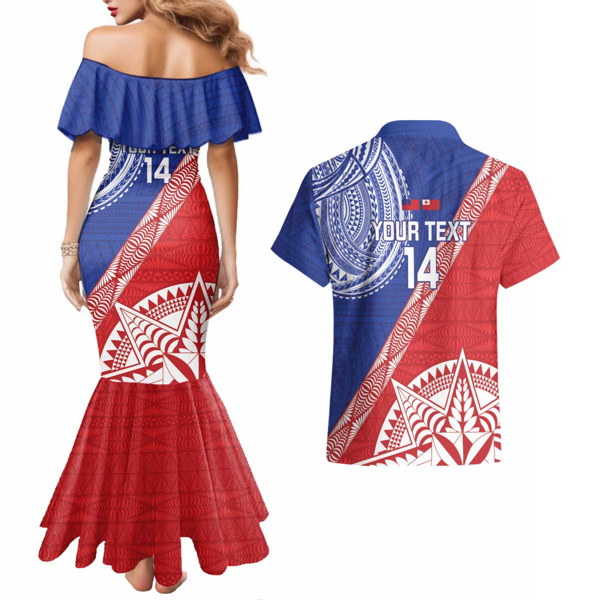 Tonga and Samoa Rugby Custom Couples Matching Mermaid Dress and Hawaiian Shirt Ikale Tahi Manu Samoa Together - Polynesian Pride