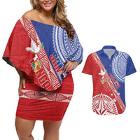 Tonga and Samoa Rugby Custom Couples Matching Off Shoulder Short Dress and Hawaiian Shirt Ikale Tahi Manu Samoa Together - Polynesian Pride