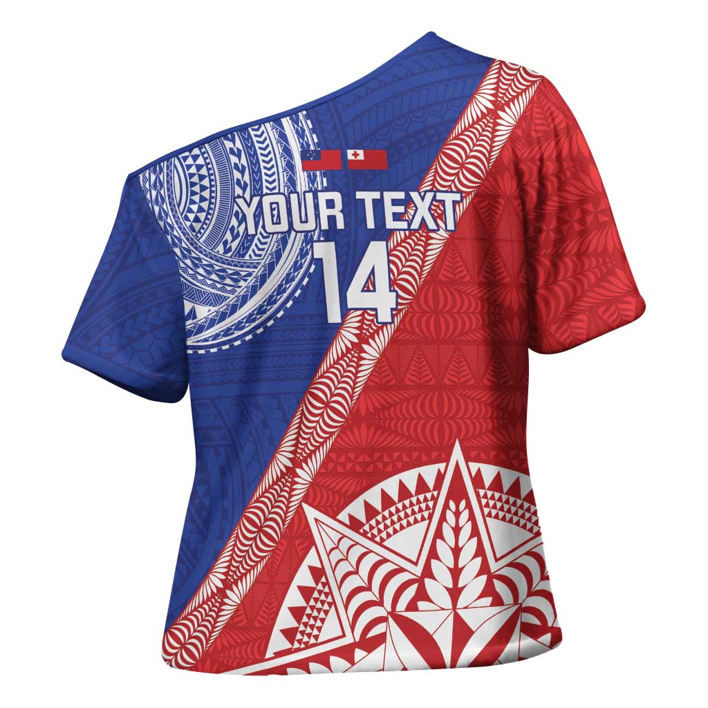 Tonga and Samoa Rugby Custom Cross Shoulder Shirt Ikale Tahi Manu Samoa Together - Polynesian Pride