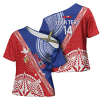 Tonga and Samoa Rugby Custom Cross Shoulder Shirt Ikale Tahi Manu Samoa Together - Polynesian Pride