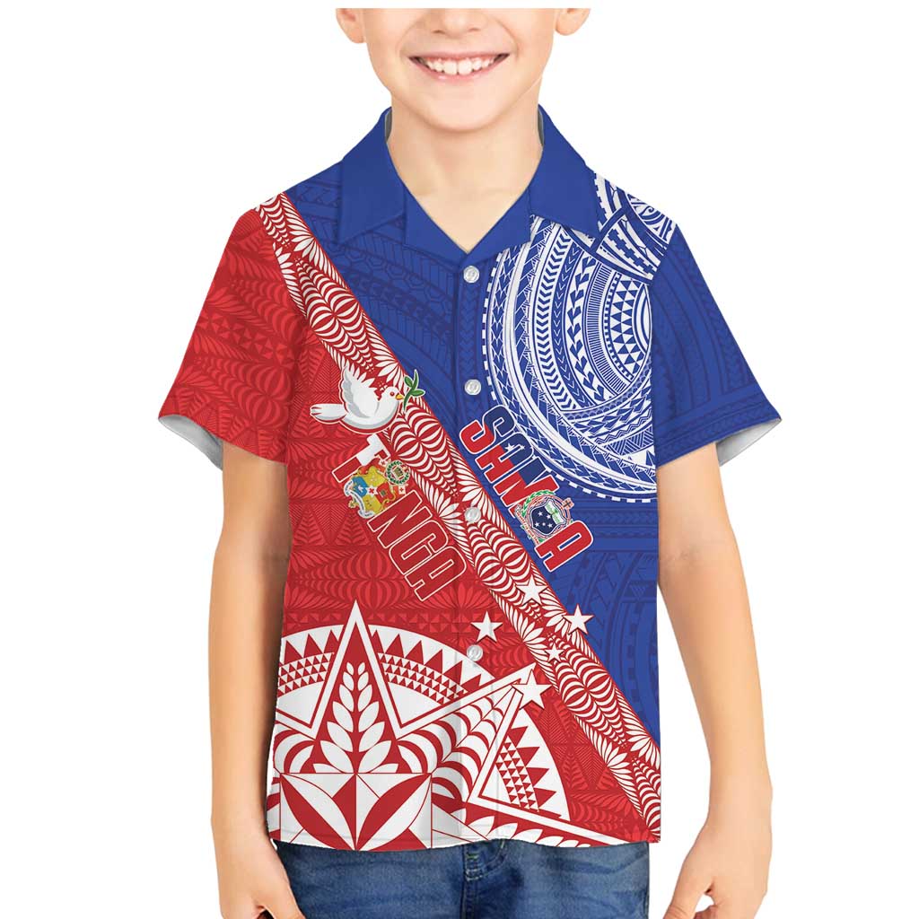 Tonga and Samoa Rugby Custom Family Matching Mermaid Dress and Hawaiian Shirt Ikale Tahi Manu Samoa Together - Polynesian Pride