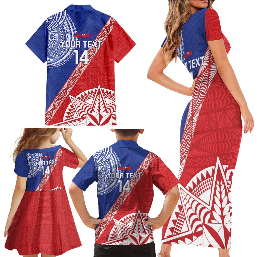 Tonga and Samoa Rugby Custom Family Matching Short Sleeve Bodycon Dress and Hawaiian Shirt Ikale Tahi Manu Samoa Together - Polynesian Pride