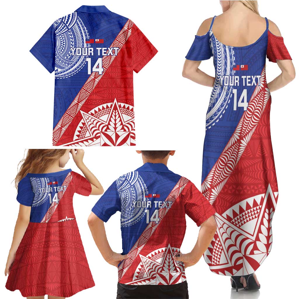 Tonga and Samoa Rugby Custom Family Matching Summer Maxi Dress and Hawaiian Shirt Ikale Tahi Manu Samoa Together - Polynesian Pride