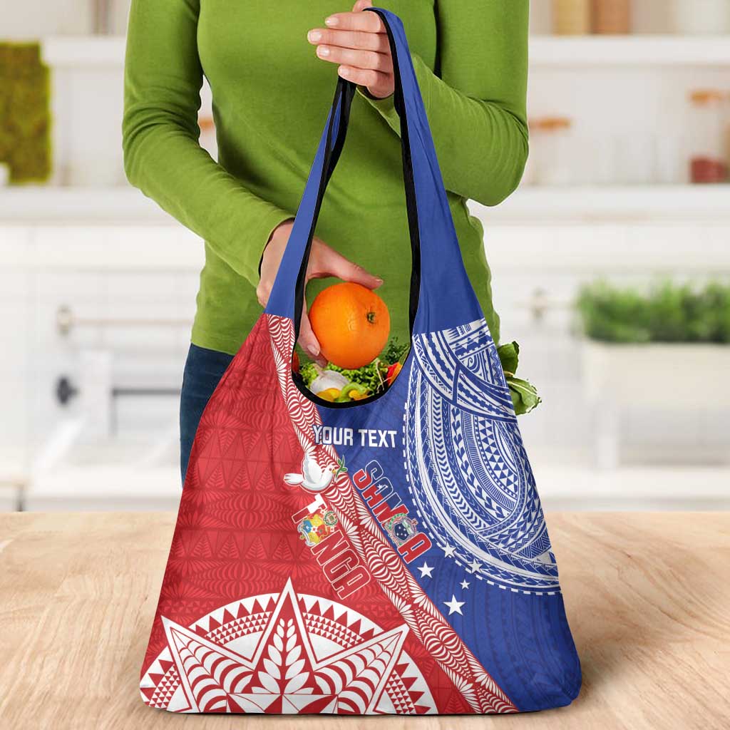 Tonga and Samoa Rugby Custom Grocery Bag Ikale Tahi Manu Samoa Together - Polynesian Pride