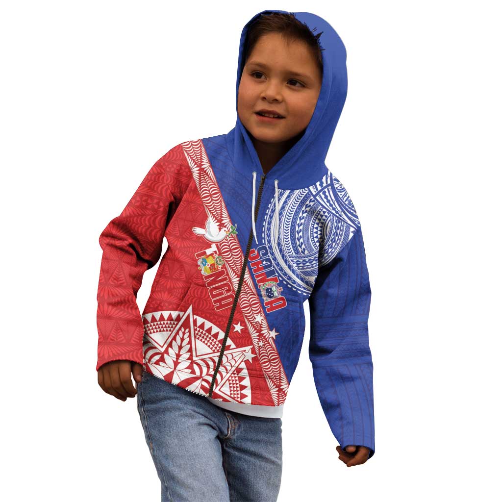 Tonga and Samoa Rugby Custom Kid Hoodie Ikale Tahi Manu Samoa Together - Polynesian Pride