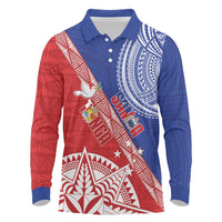 Tonga and Samoa Rugby Custom Long Sleeve Polo Shirt Ikale Tahi Manu Samoa Together LT14 Red - Polynesian Pride