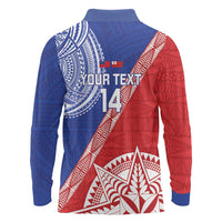 Tonga and Samoa Rugby Custom Long Sleeve Polo Shirt Ikale Tahi Manu Samoa Together LT14 - Polynesian Pride