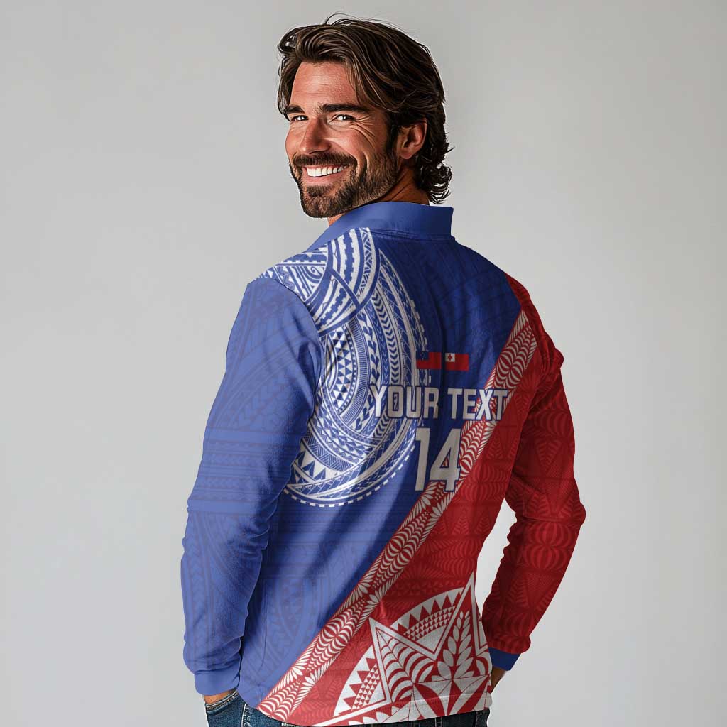 Tonga and Samoa Rugby Custom Long Sleeve Polo Shirt Ikale Tahi Manu Samoa Together LT14 - Polynesian Pride