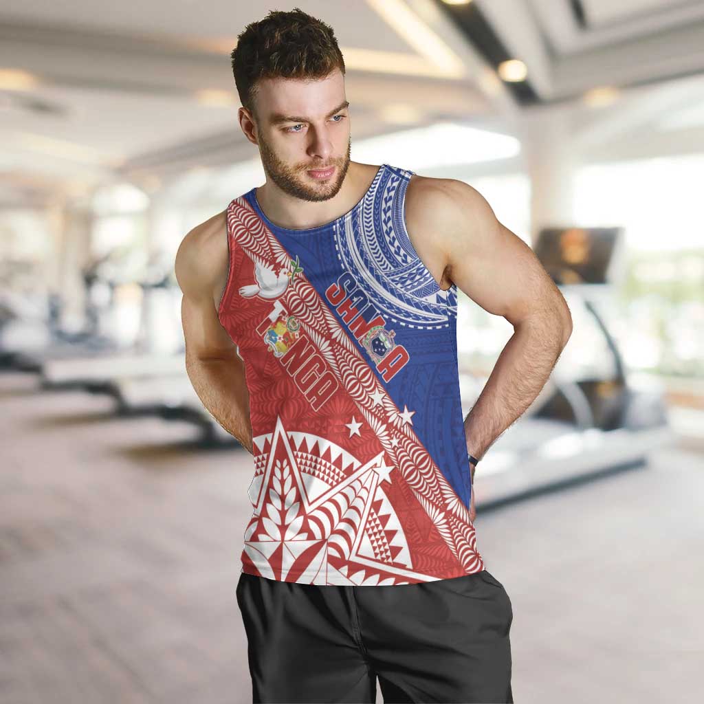 Tonga and Samoa Rugby Custom Men Tank Top Ikale Tahi Manu Samoa Together - Polynesian Pride