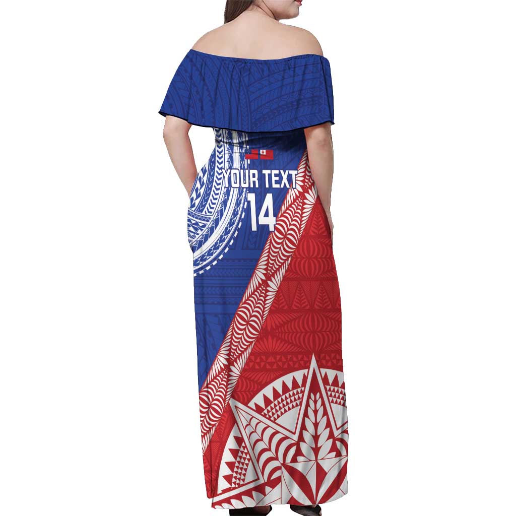 Tonga and Samoa Rugby Custom Off Shoulder Maxi Dress Ikale Tahi Manu Samoa Together LT14 - Polynesian Pride