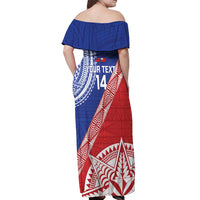 Tonga and Samoa Rugby Custom Off Shoulder Maxi Dress Ikale Tahi Manu Samoa Together LT14 - Polynesian Pride