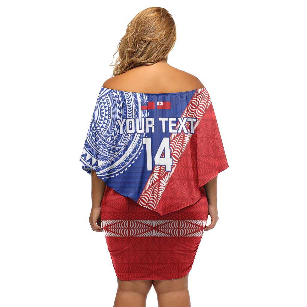 Tonga and Samoa Rugby Custom Off Shoulder Short Dress Ikale Tahi Manu Samoa Together LT14 - Polynesian Pride