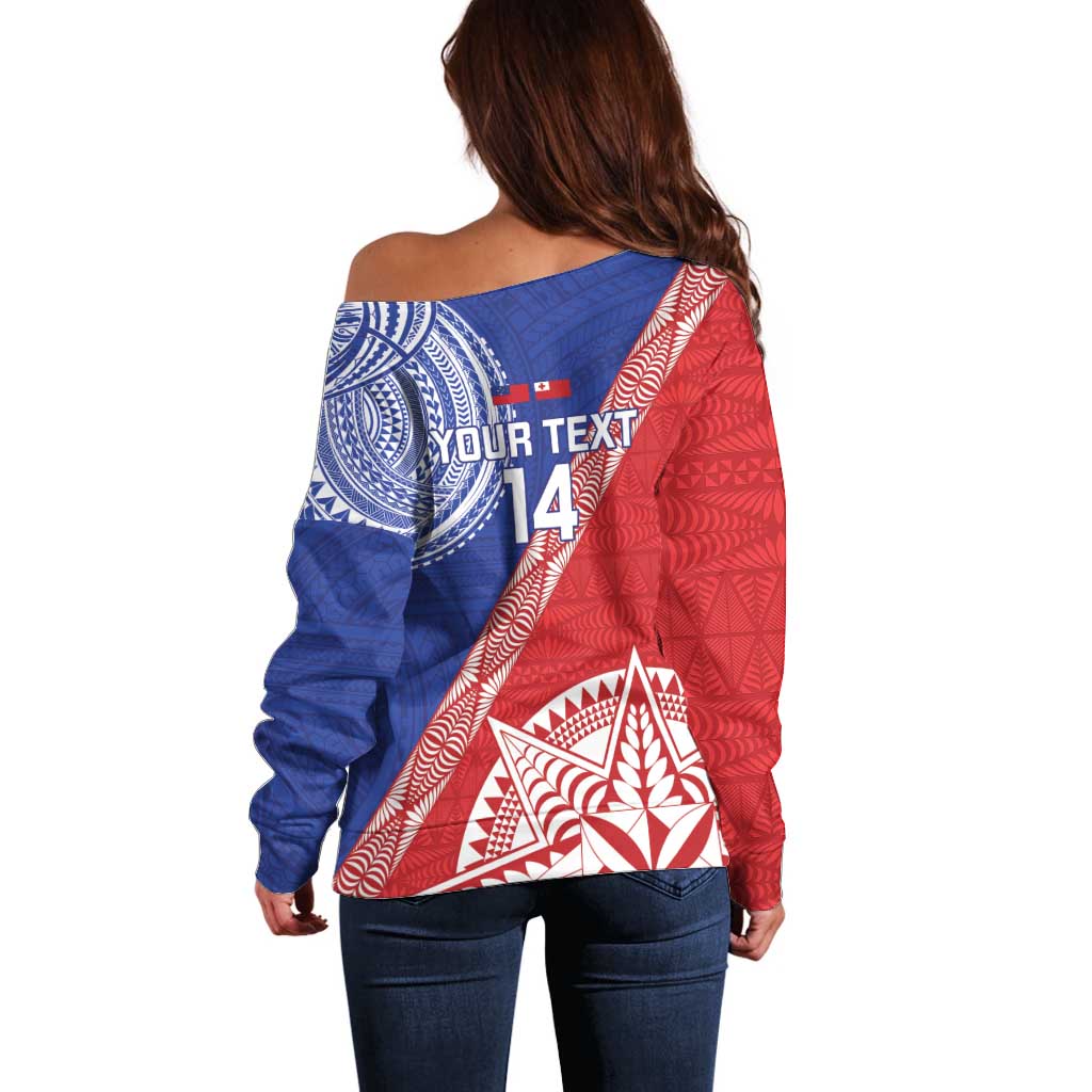Tonga and Samoa Rugby Custom Off Shoulder Sweater Ikale Tahi Manu Samoa Together LT14 - Polynesian Pride