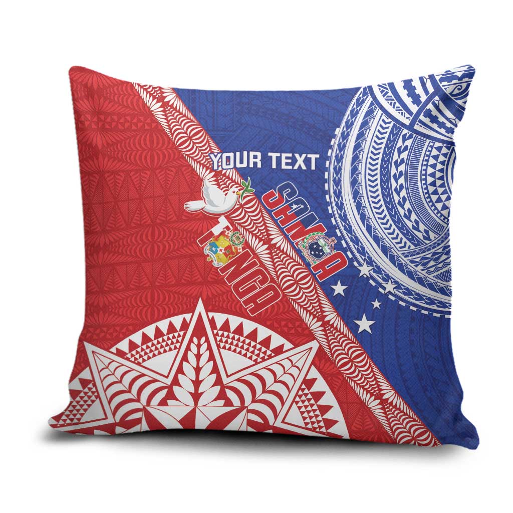 Tonga and Samoa Rugby Custom Pillow Cover Ikale Tahi Manu Samoa Together LT14 Red - Polynesian Pride