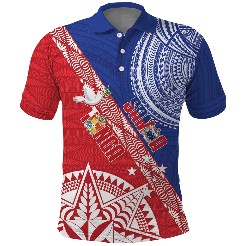 Tonga and Samoa Rugby Custom Polo Shirt Ikale Tahi Manu Samoa Together LT14 Red - Polynesian Pride