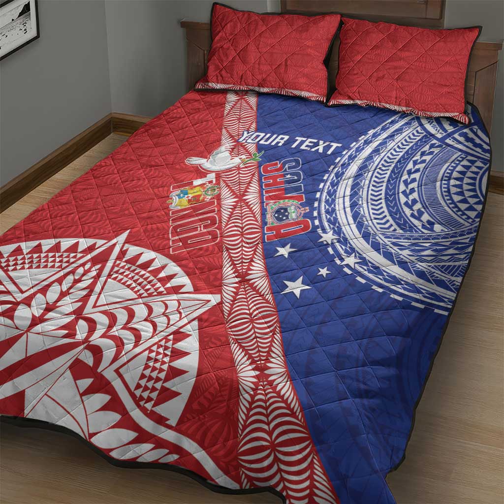Tonga and Samoa Rugby Custom Quilt Bed Set Ikale Tahi Manu Samoa Together LT14 - Polynesian Pride