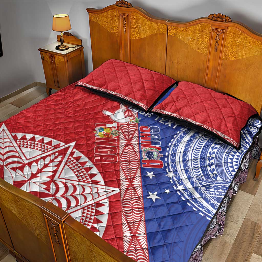 Tonga and Samoa Rugby Custom Quilt Bed Set Ikale Tahi Manu Samoa Together LT14 - Polynesian Pride