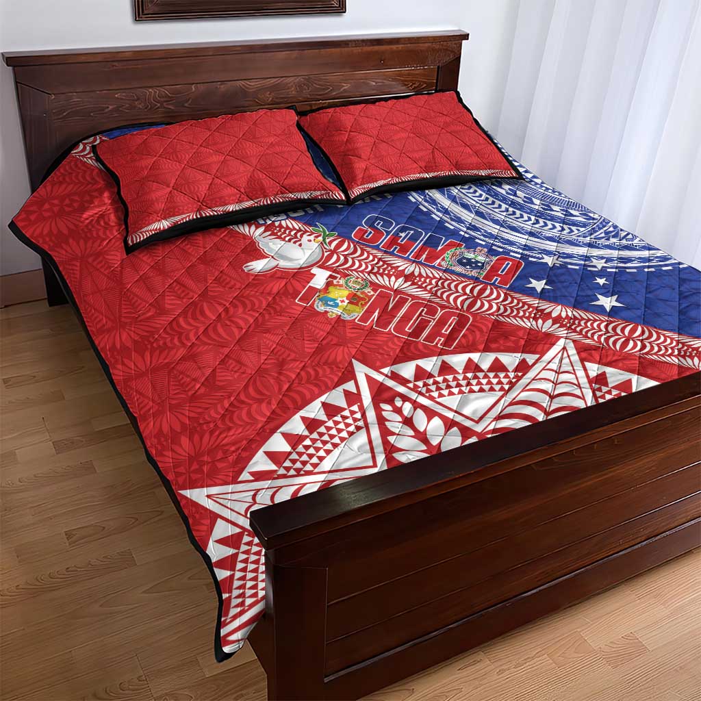 Tonga and Samoa Rugby Custom Quilt Bed Set Ikale Tahi Manu Samoa Together LT14 - Polynesian Pride
