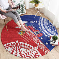 Tonga and Samoa Rugby Custom Round Carpet Ikale Tahi Manu Samoa Together LT14 - Polynesian Pride